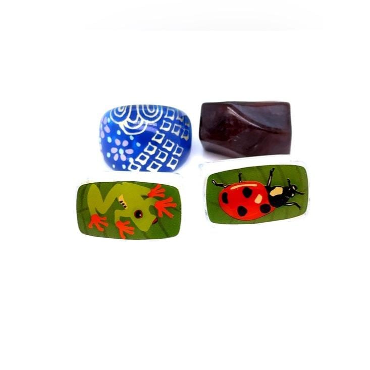 Assorted Statement Rings — Blue, Brown, Green, Red