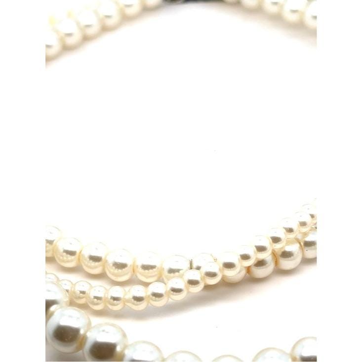 Classic Faux Pearl Beaded Necklace - Cream Pearlescent Finish (n3)