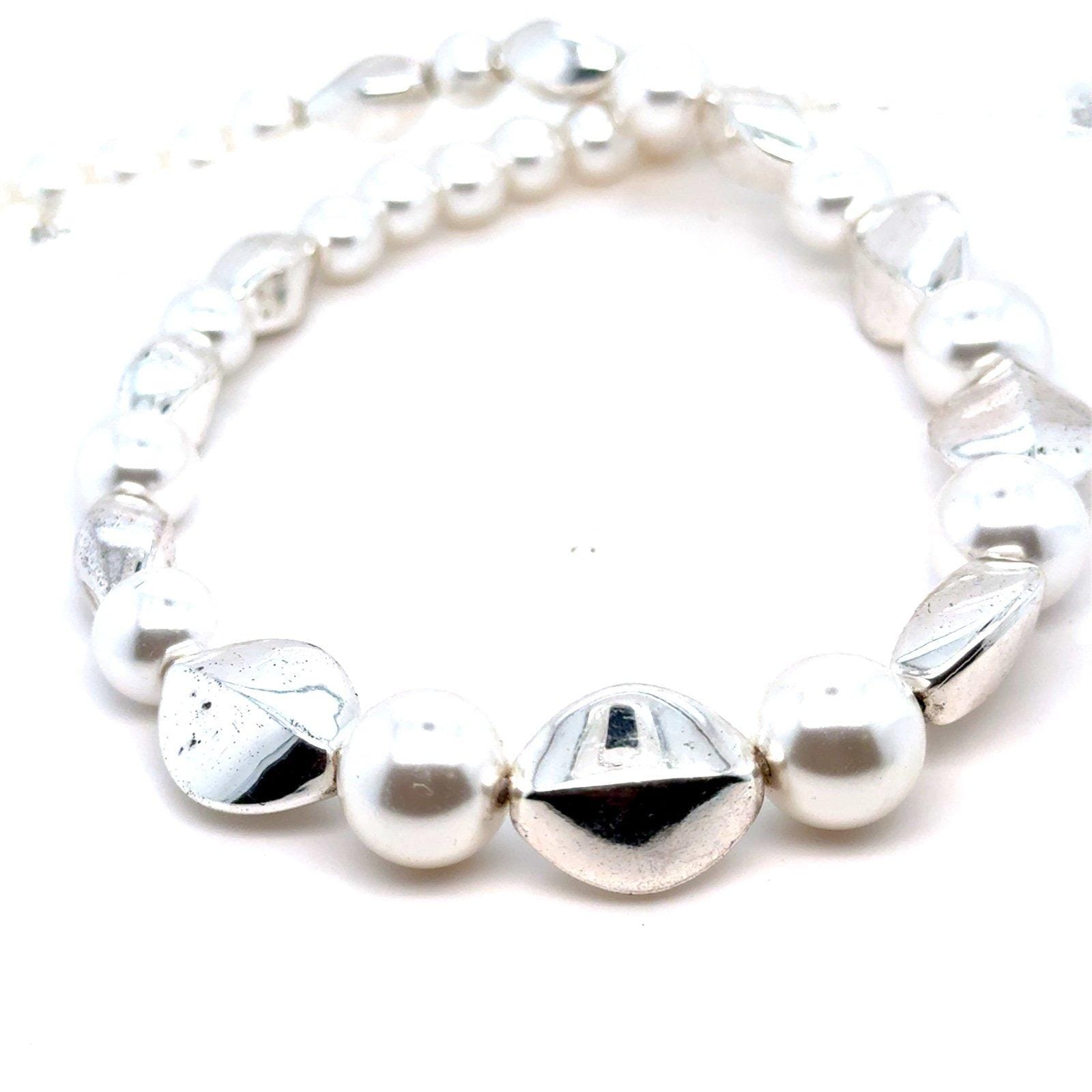 Silver/White Beads Necklace (n3)