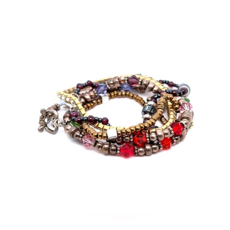 Multicolor Seed Bead Coil Bracelet - Women Jewelry (E5)