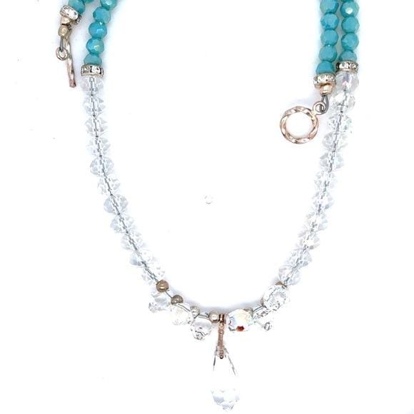 Crystal and Turquoise Beaded Pendant Necklace (n2)