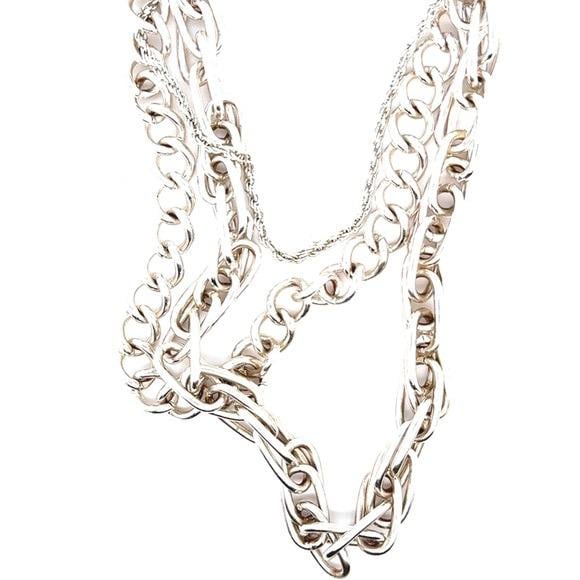 Claire's Silver Layered Chain Necklace (n2)