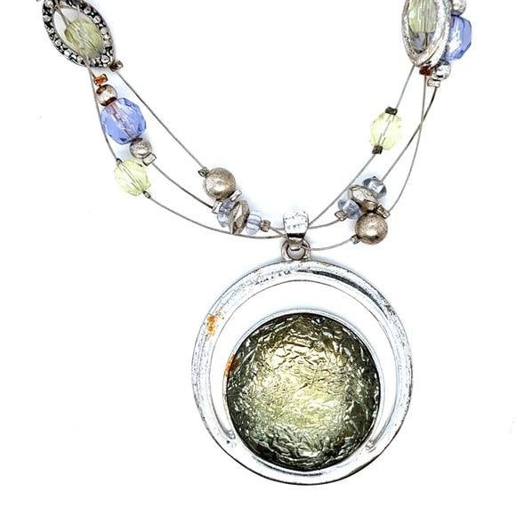 Multicolor Glass Pendant Necklace - Women Jewelry (n1)