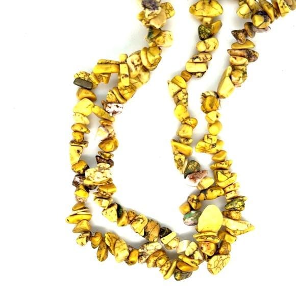 Yellow Magnesite Chip Bead Necklace - Women Jewelry (n3)