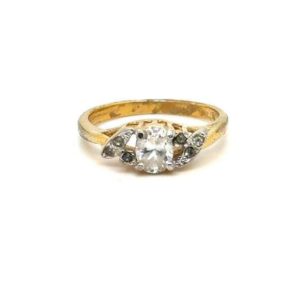 Gold-Tone Crystal Accent Ring - Clear Stone