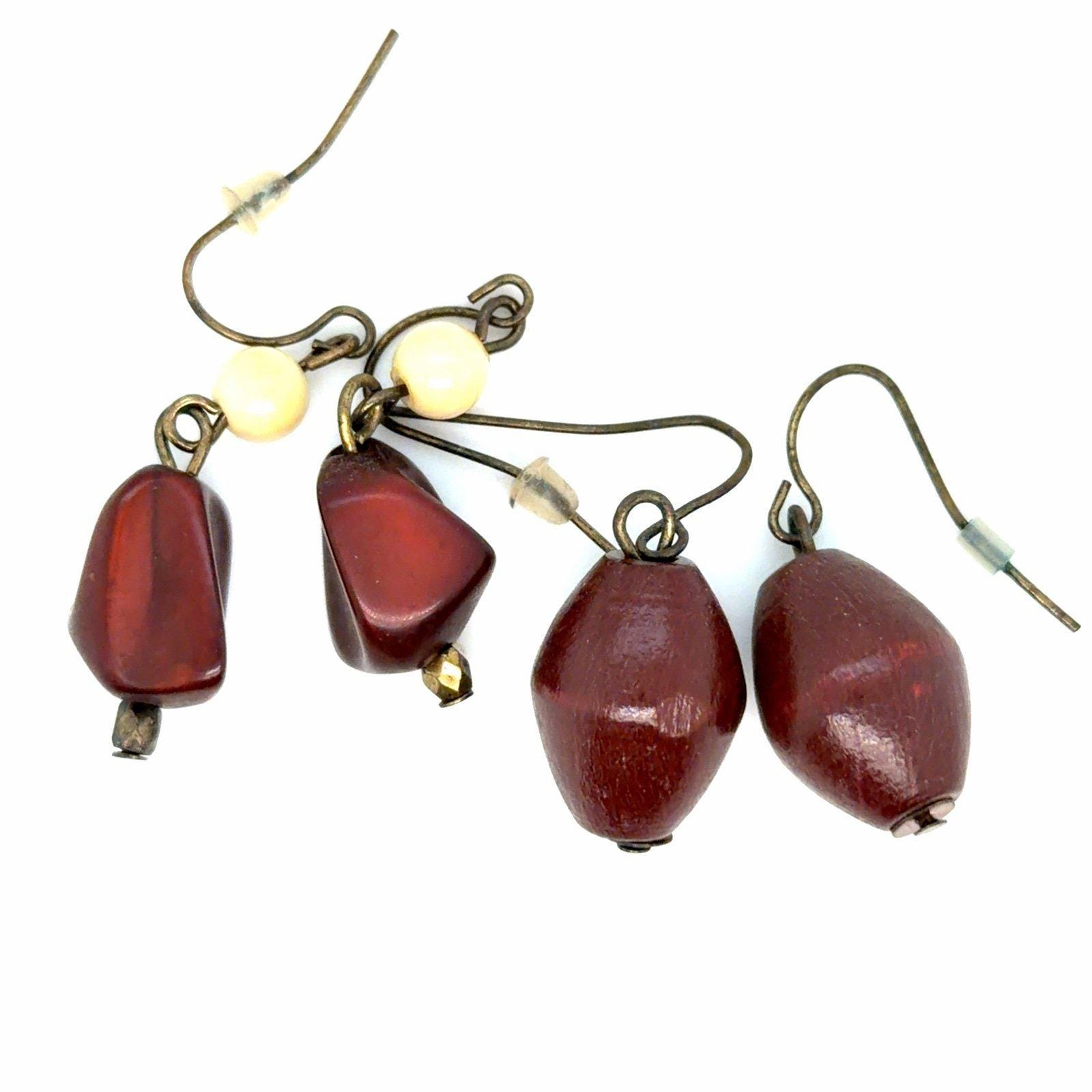 2 Pairs of Brown Earrings