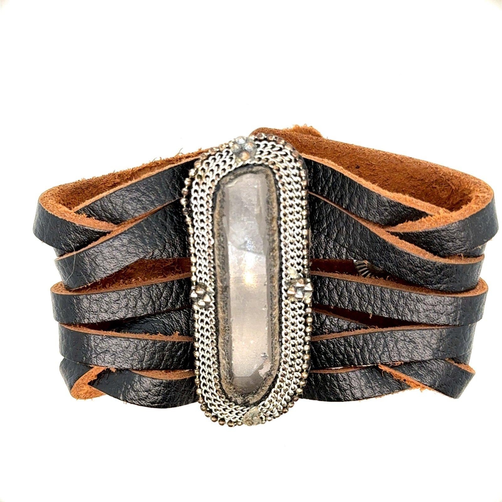 Stone Braided Leather Bracelet