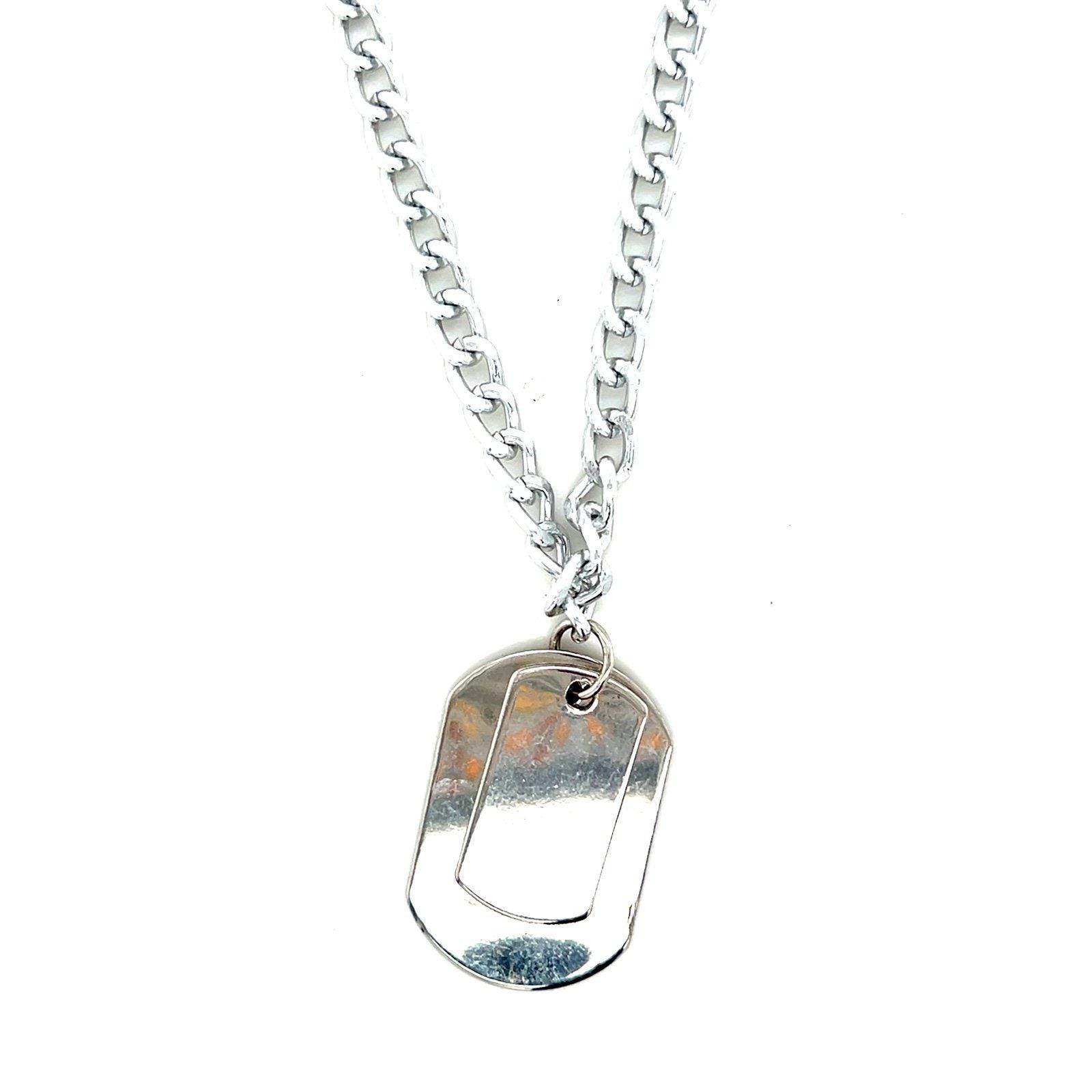 Silver Plated Dog Tag Necklace