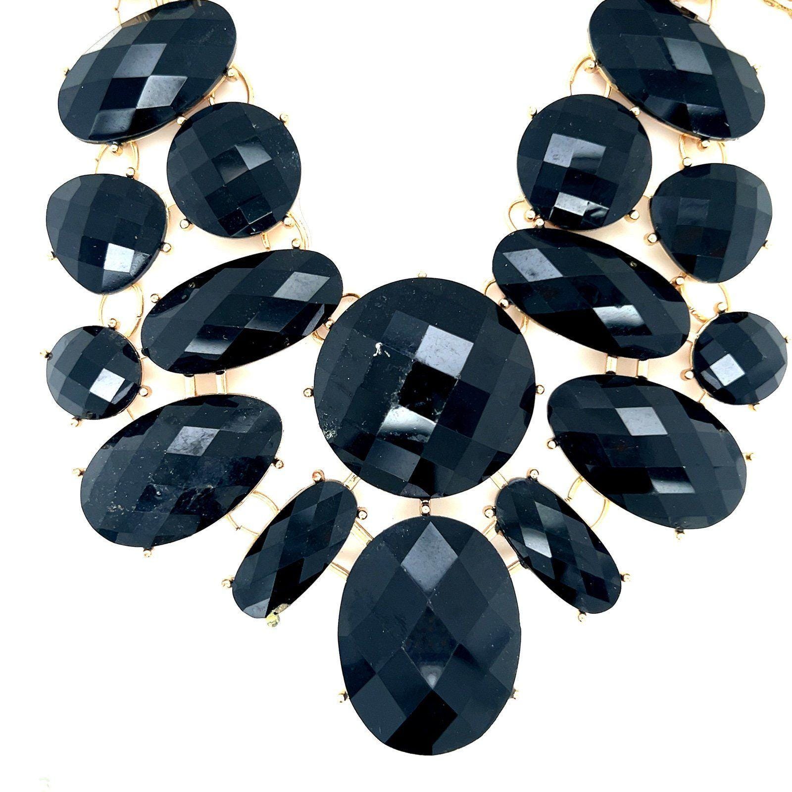 Black Stone Statement Necklace