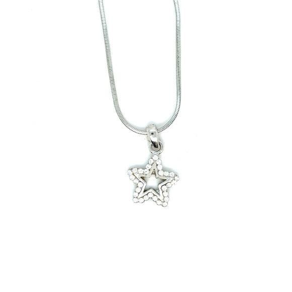 Silver Star Pendant Necklace - Sparkling Star Charm (n3)