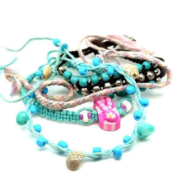 Turquoise & Pink Beaded Layered Set