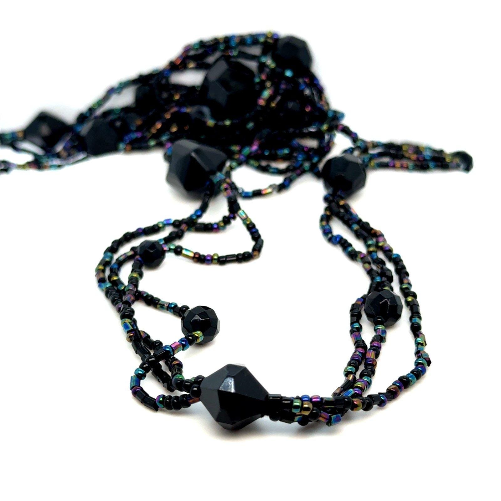 Long Black Beaded Necklace