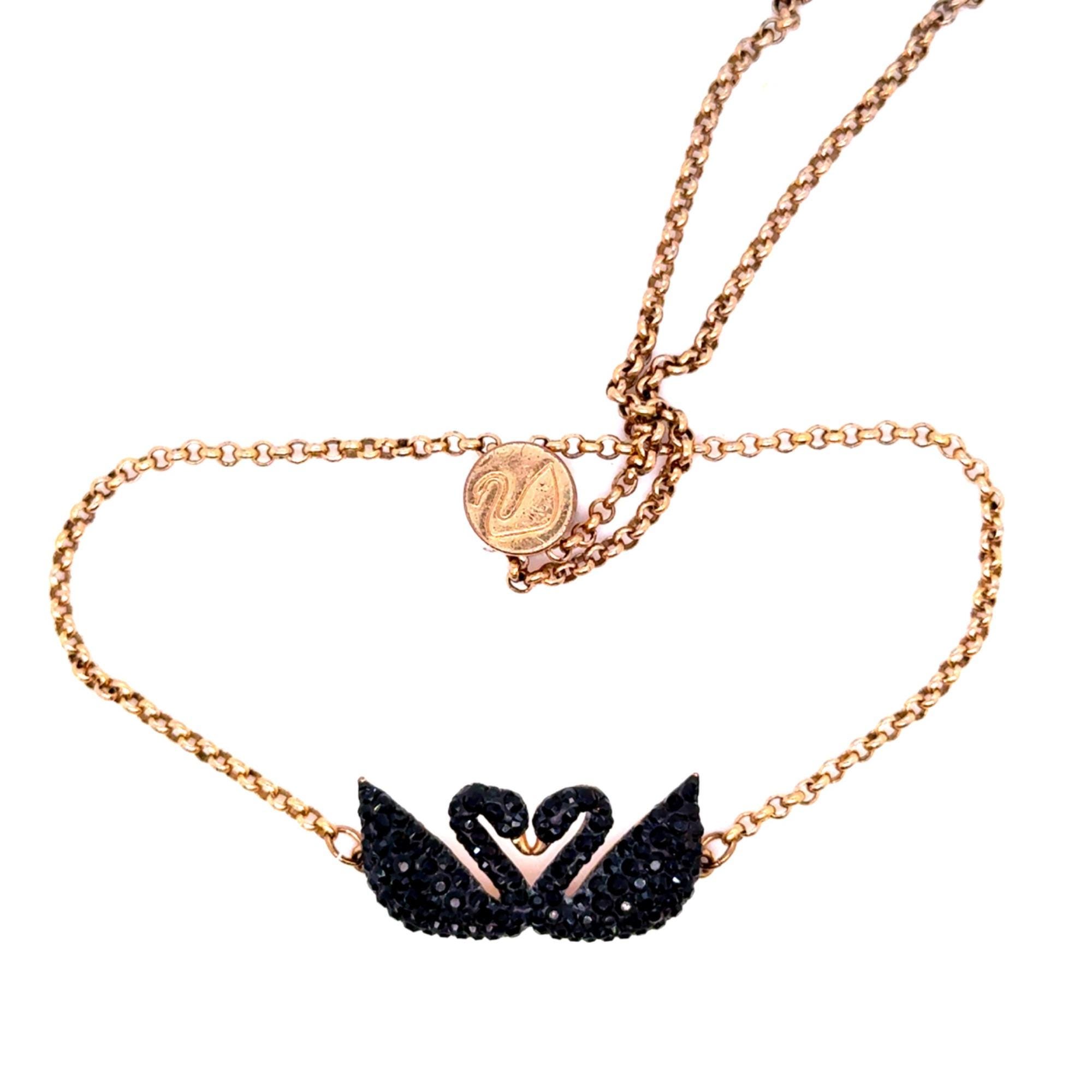 Swarovski Black Crystals Double Swan Bracelet