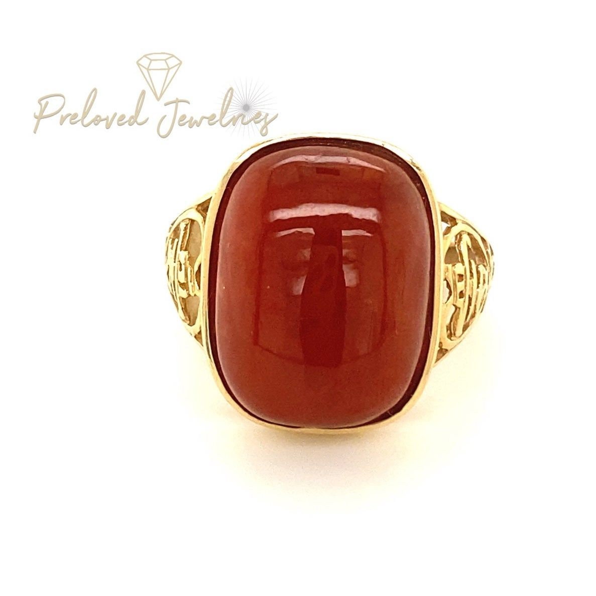 14k Huge Brown Gemstone Ring