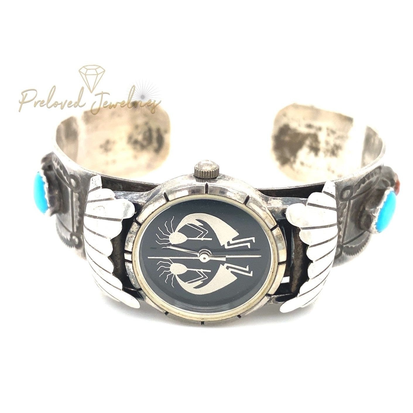 Kokopelli Turquoise/Coral Cuff Watch