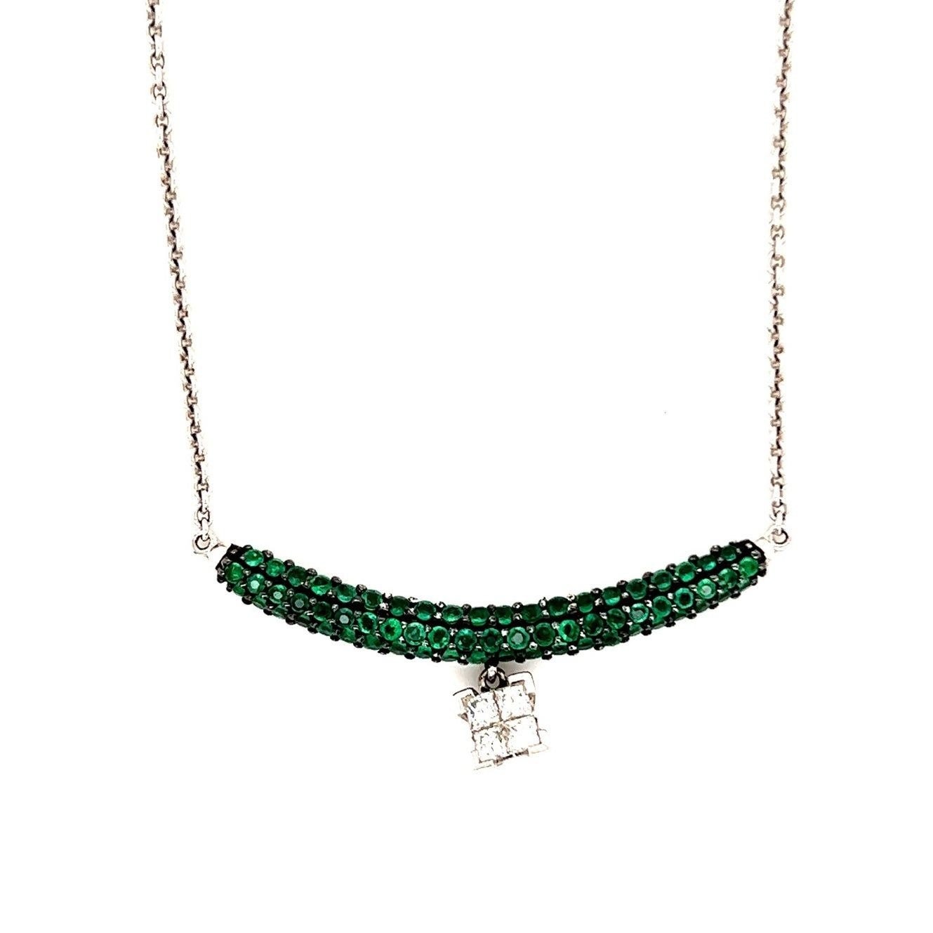 Stunning 14k Green Diopside & Diamonds Necklace