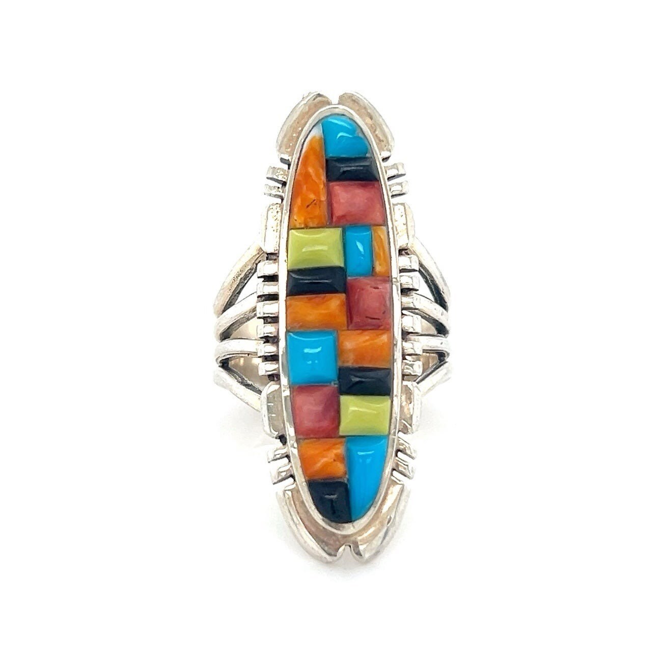 Sterling Multicolor Mosaic Stones Ring