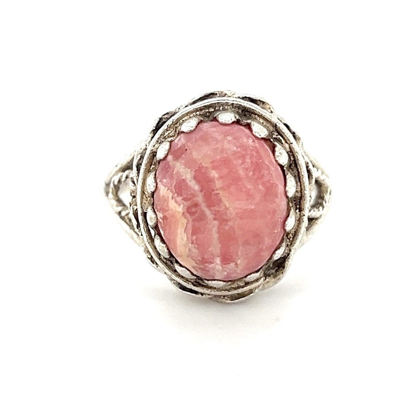Sterling Pink Rhodocrosite Ring