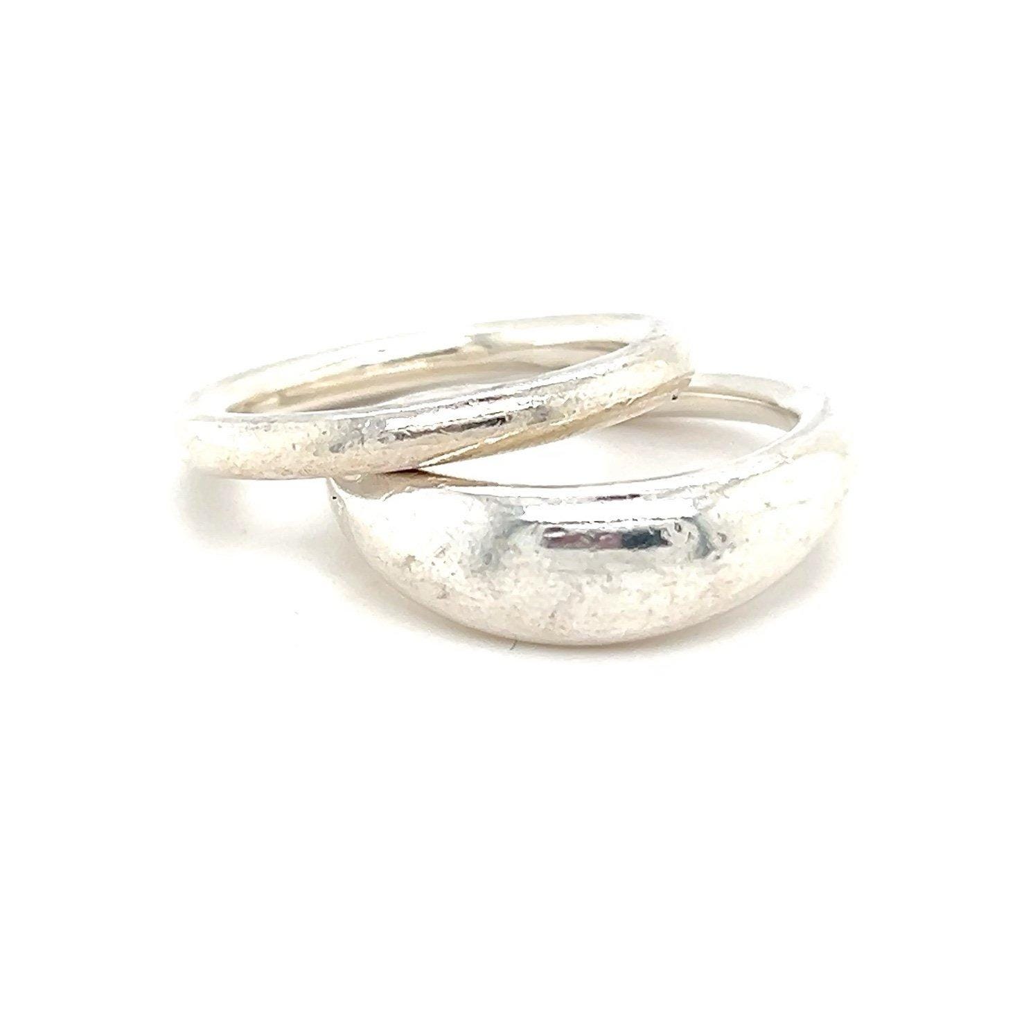 Pandora 925 Concave & Band Ring Set