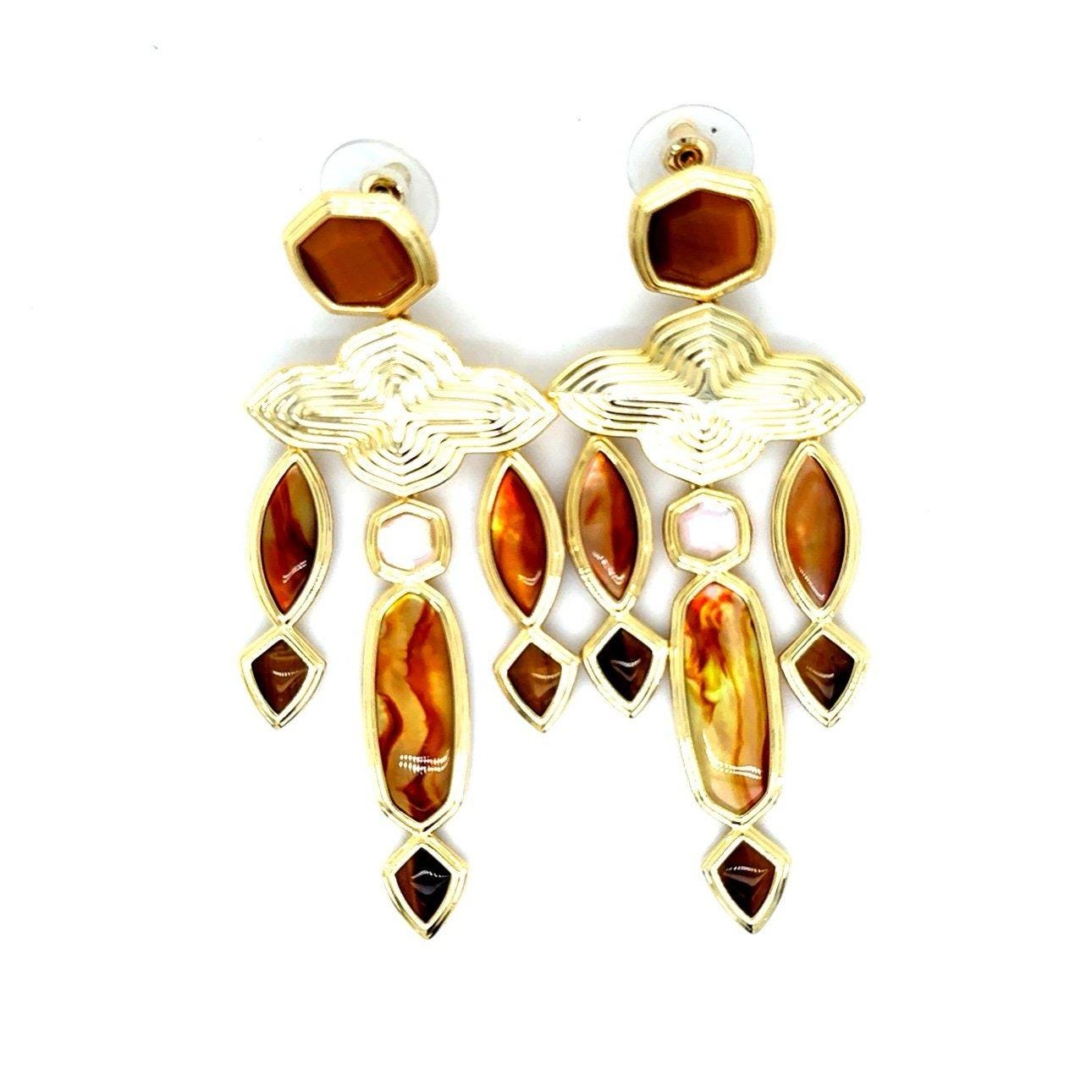 Kendra Scott Monica Gold Crystal Brown Mix Earrings