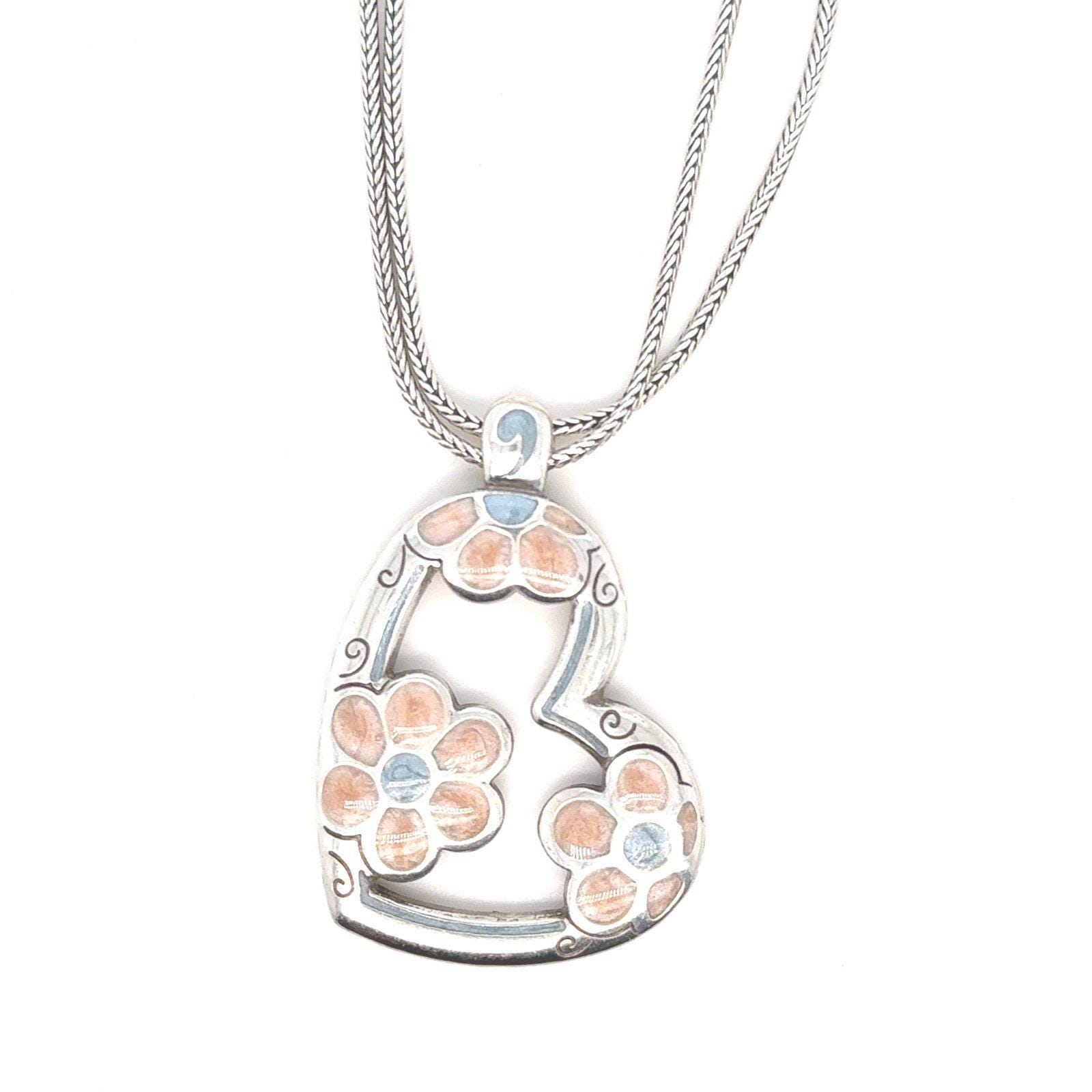 Brighton Pink/Blue Enamel Heart Pendant Necklace