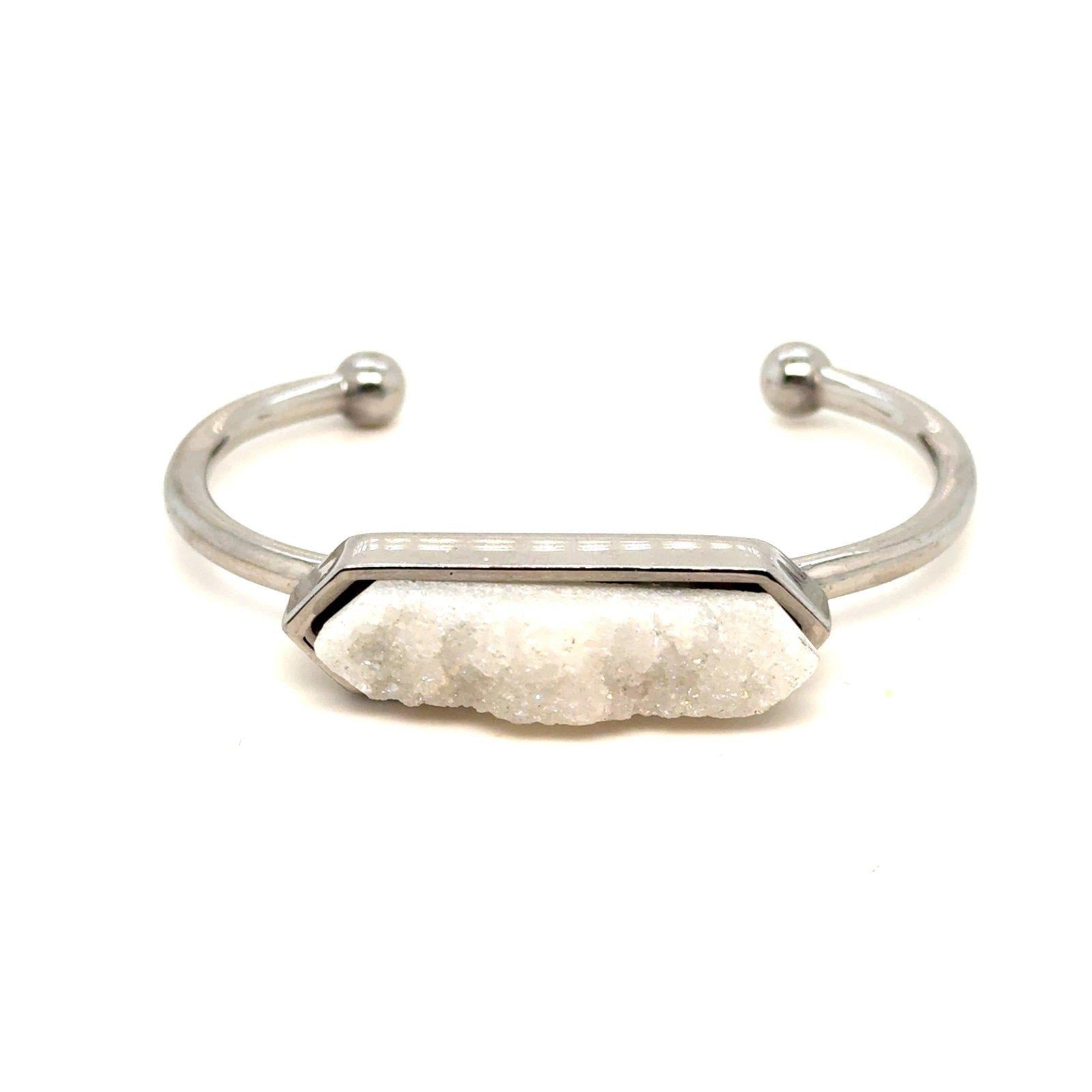 Kinsley Armelle White Stone Silver Cuff