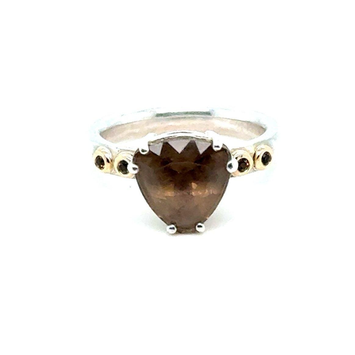 Retired Pandora Two-Tone Close To My Heart Smoky Topaz Ring