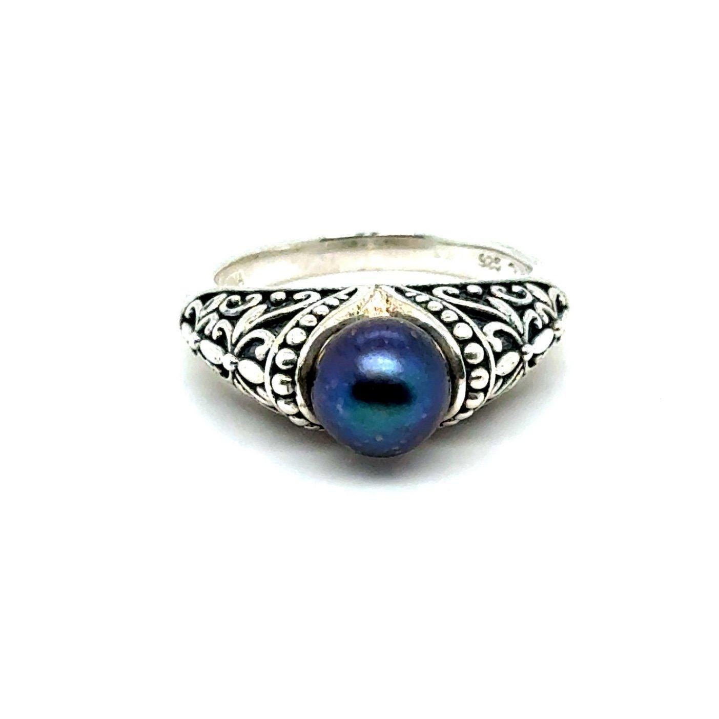 Silver 925 Black Pearl Ring