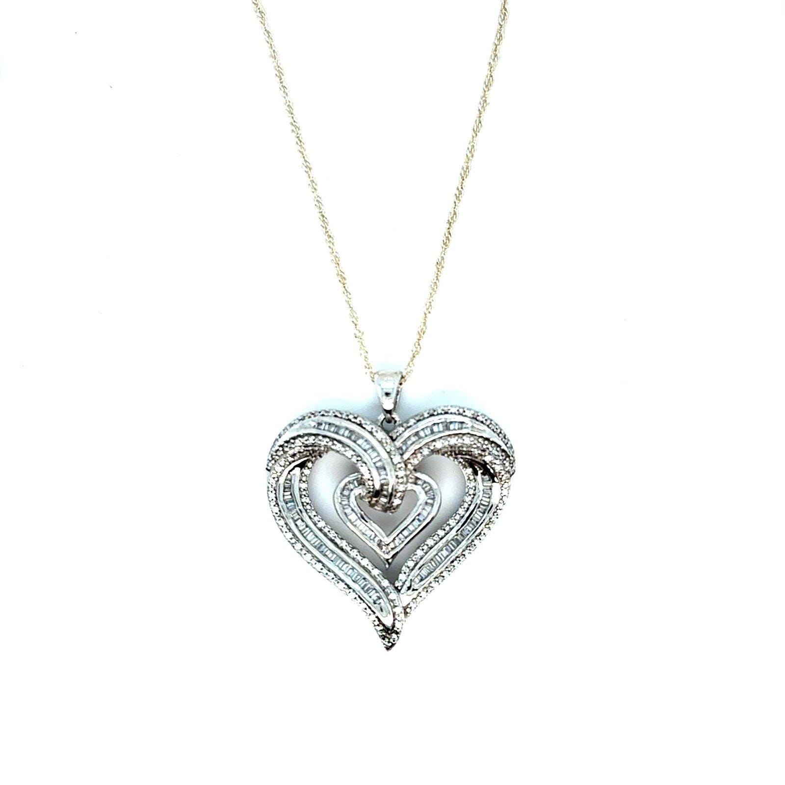 Silver 925 Dazzling Cz Heart Necklace