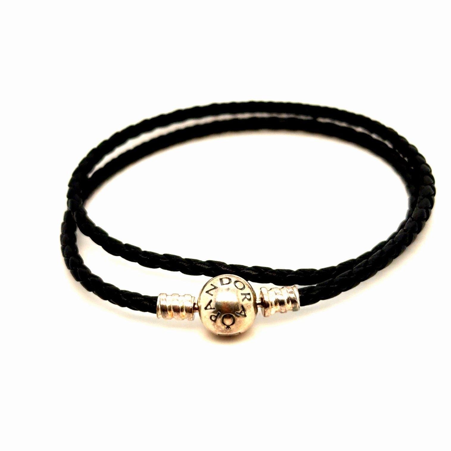Pandora Round Clasp Black Wrap Bracelet (15.5")