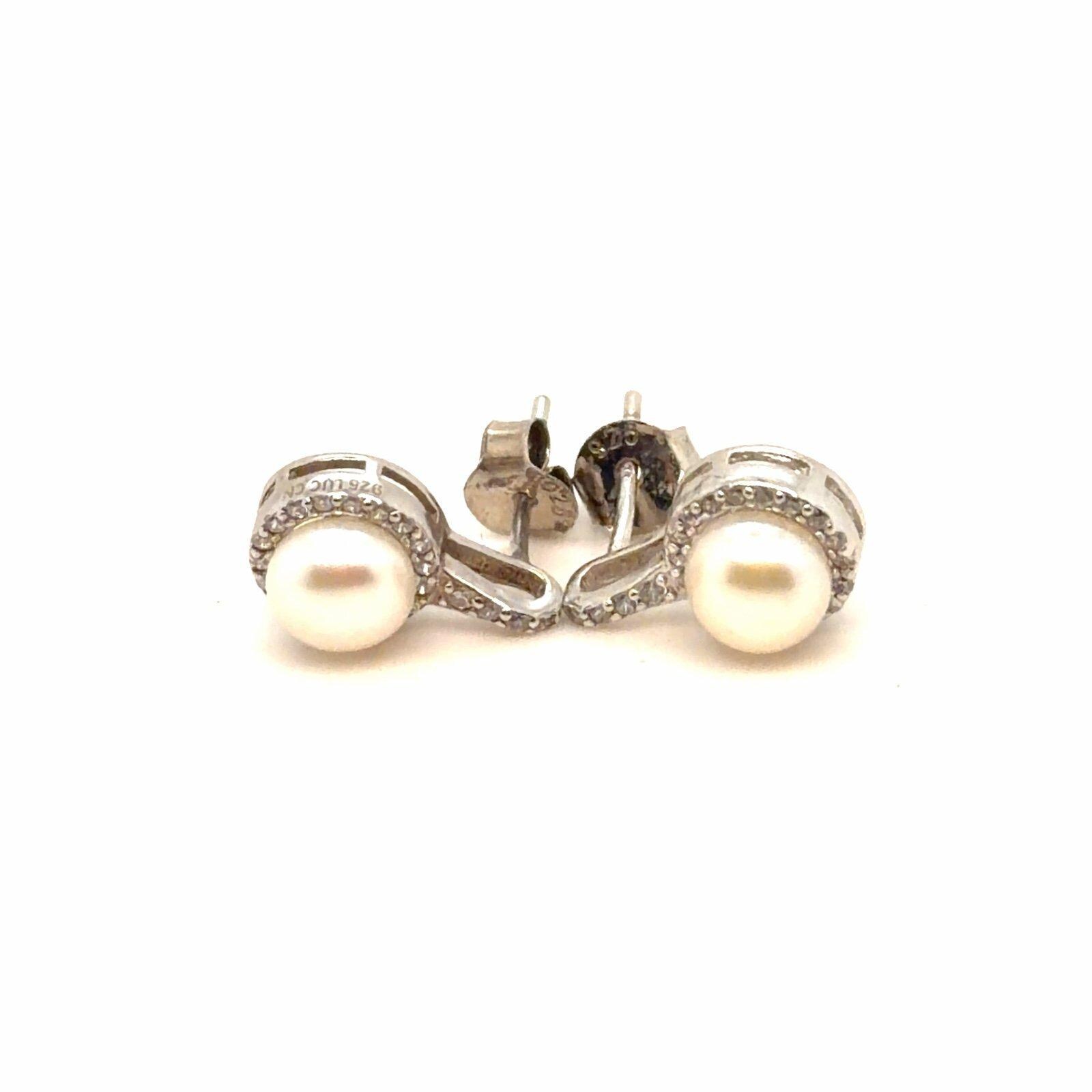 Silver 925 Pearl/Cz Stud Earrings