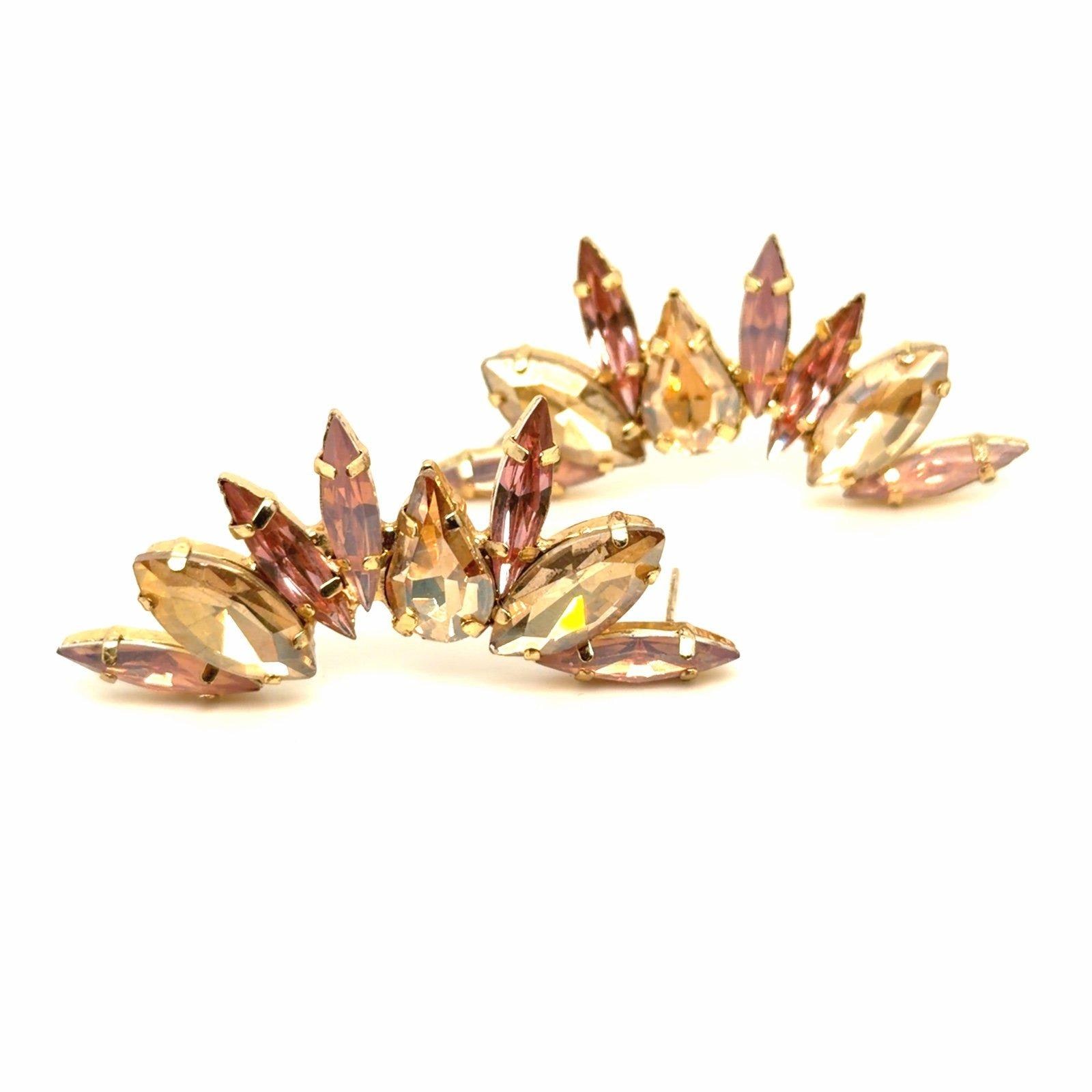 Pink/Yellow Stones Earrings