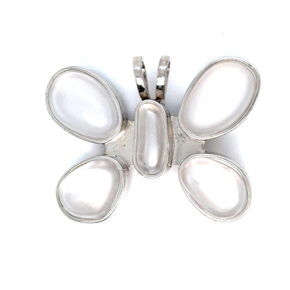 Silvertone White Moonstone Butterfly Clip