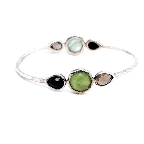 Ippolita Sterling Silver Bangle with Green, Black and Brown Stones