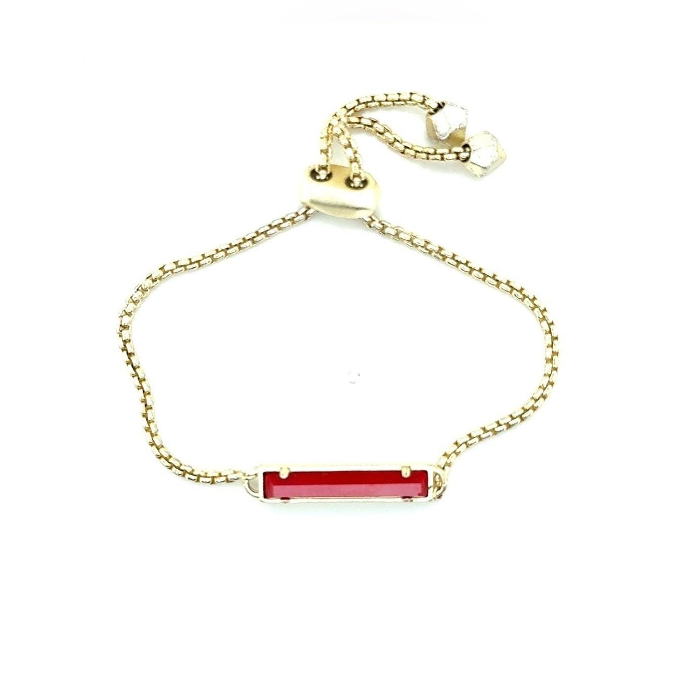 Kendra Scott Gold-Tone Adjustable Bracelet with Red Bar