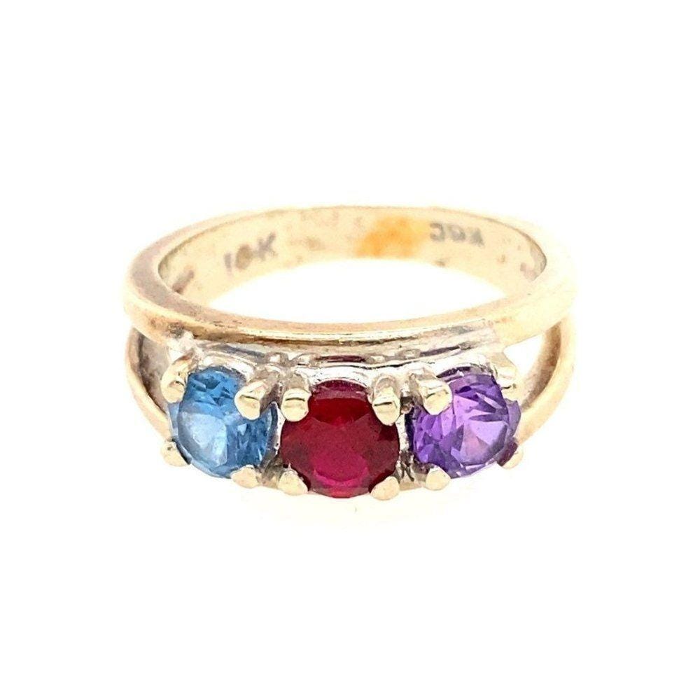 10k WG 3-Gemstones Ring