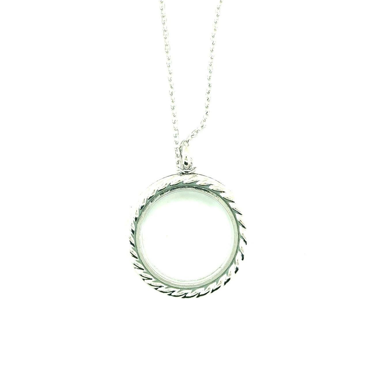 Silver Circle Locket Pendant Necklace (n1)