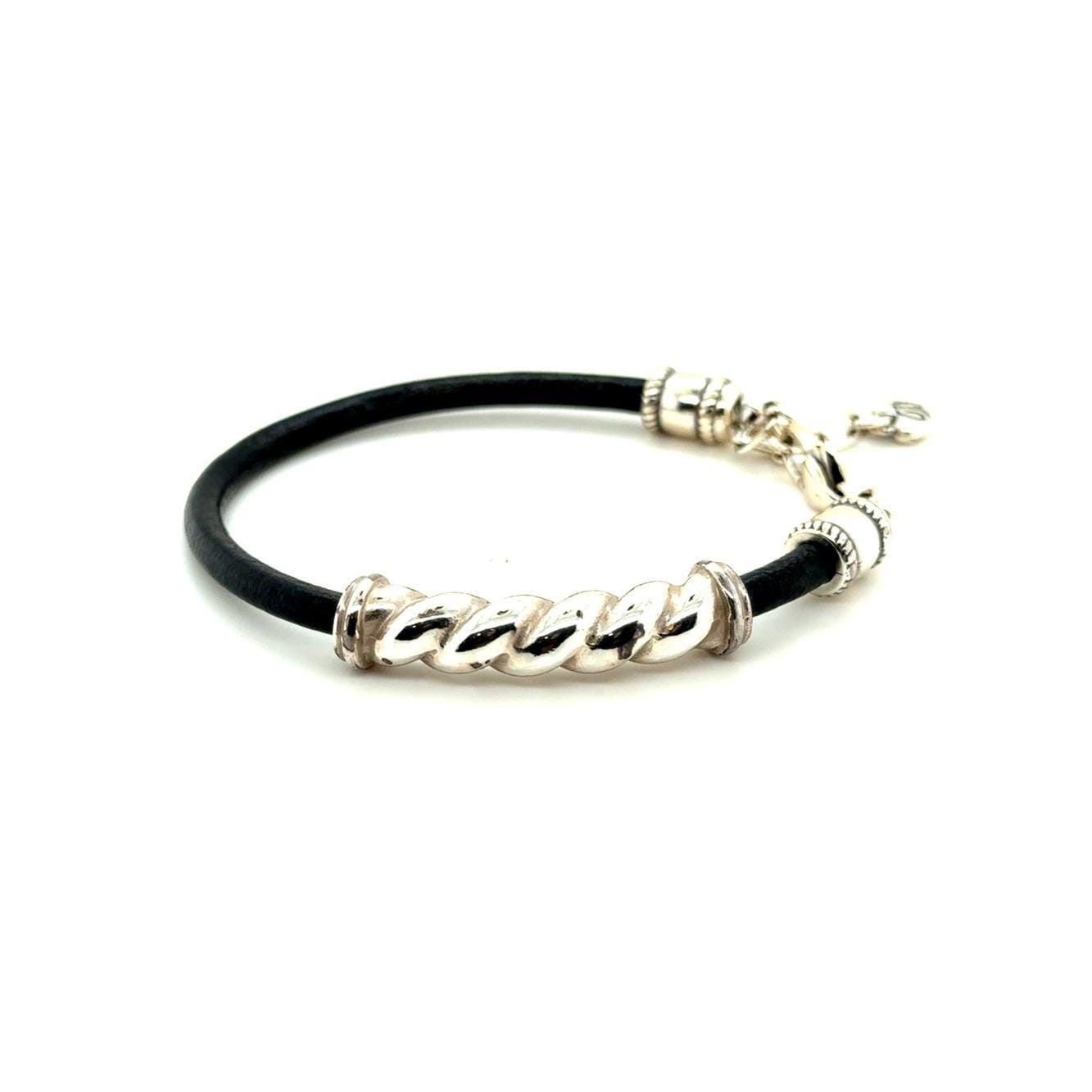 Brighton Black Leather Bracelet with Silver Twist Accent