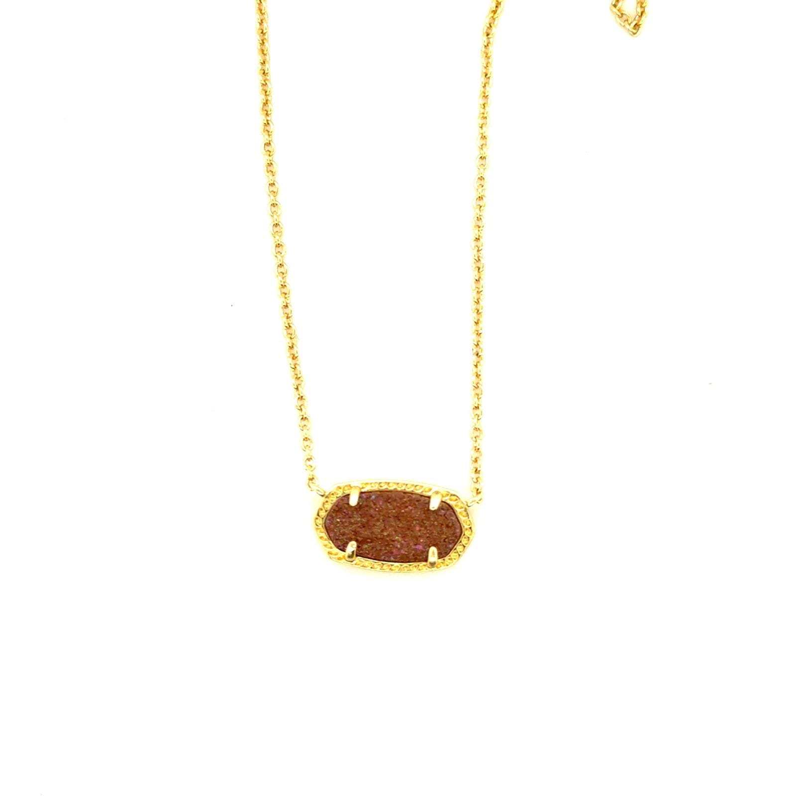 Kendra Scott Elisa Pendant Necklace Gold Drusy Dainty Jewelry
