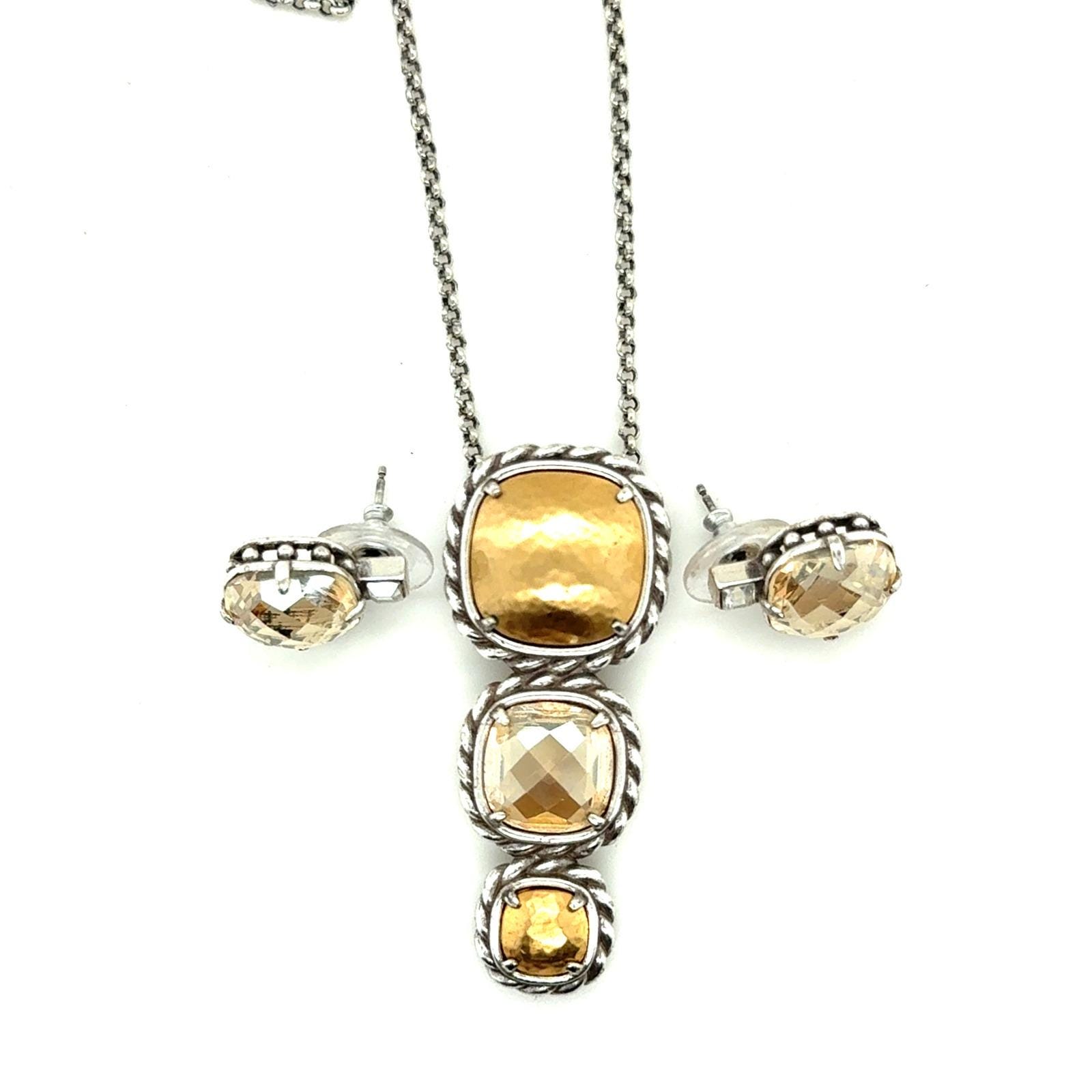 Brighton Mixed Metal Necklace and Earrings Set Champagne Crystal