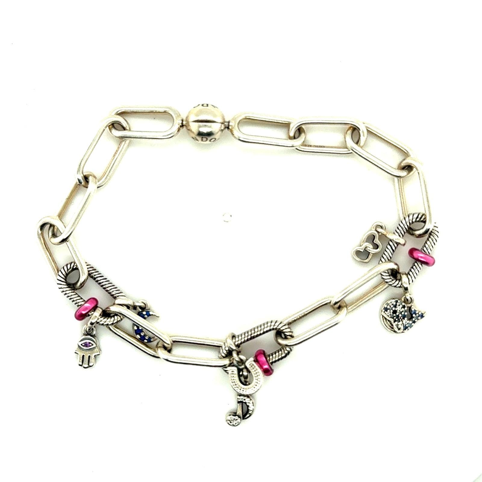 Pandora ME Link Chain Bracelet Sterling Silver 8 Inch with Charms