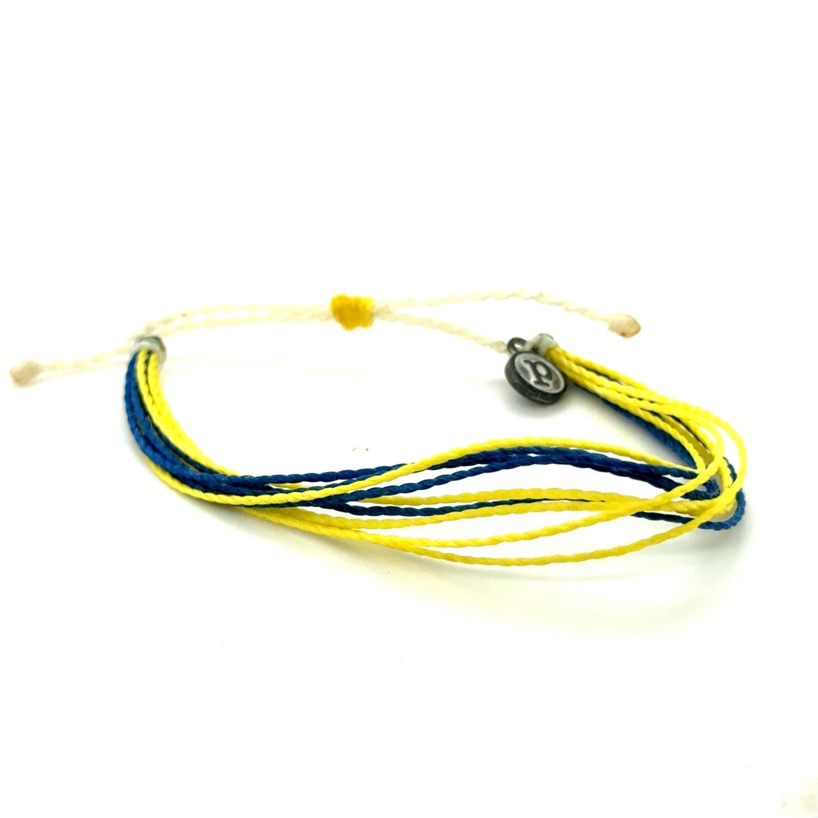 Pura Vida Blue and Yellow Multi Strand Cord Adjustable Bracelet Beach Jewelry
