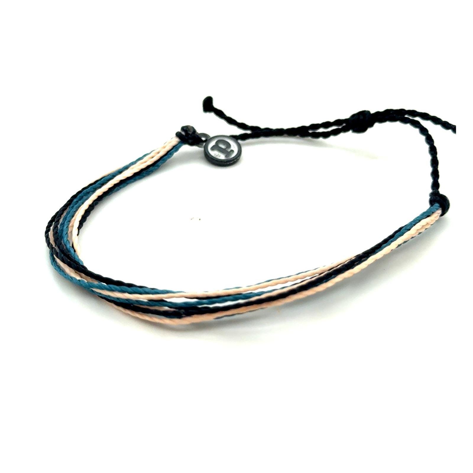 Pura Vida Multi Strand Cord Bracelet Black Blue Teal Cream Beach Jewelry