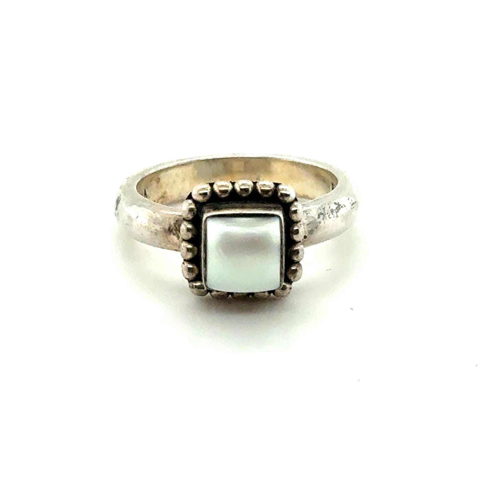 Silpada Sterling Silver Mother of Pearl Square Beaded Ring Size 7 India