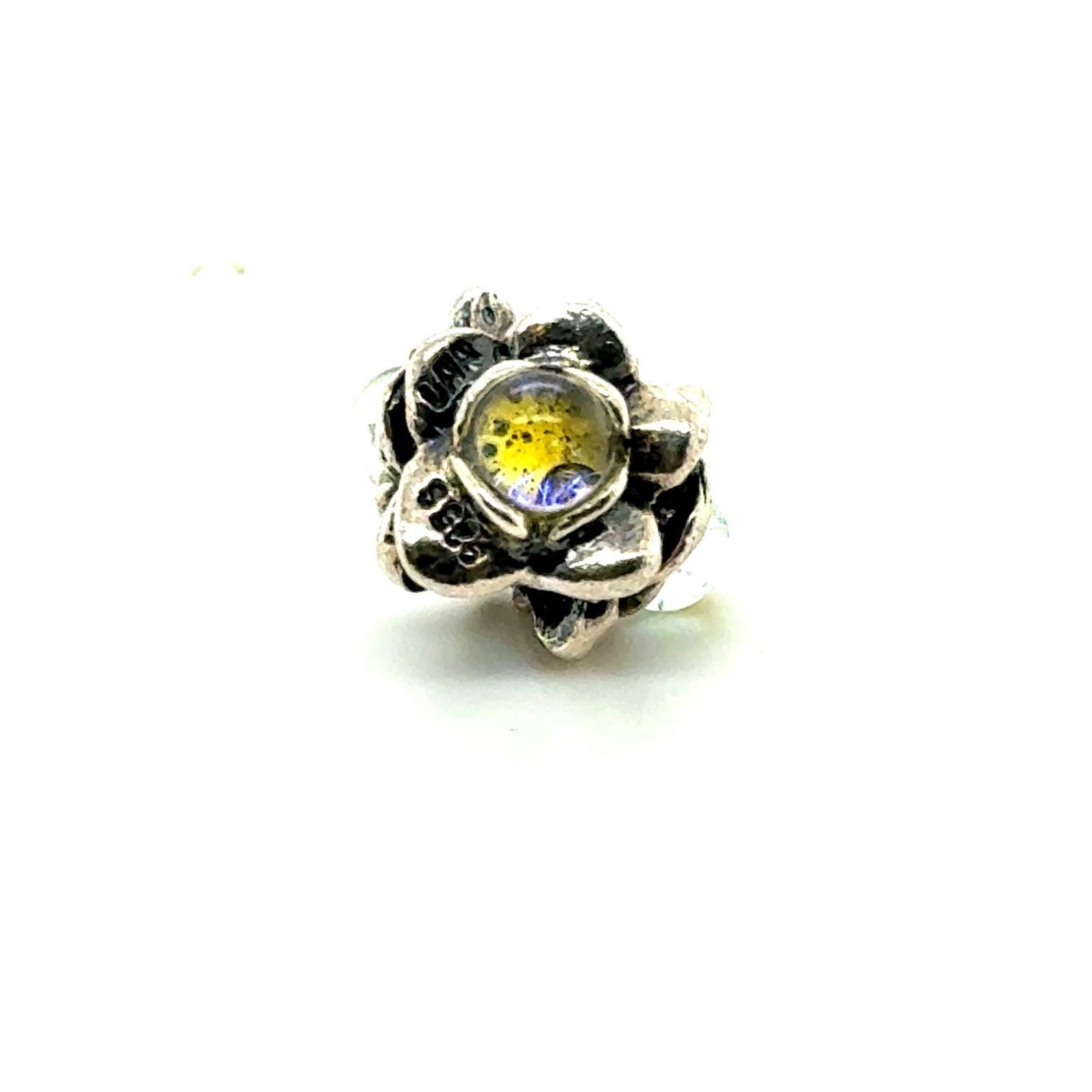 Trollbeads Sterling Silver 925 Flower Dichroic Glass Charm Bead LAA Flora