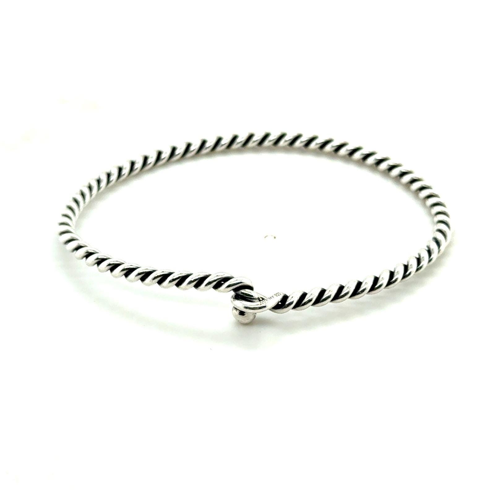 James Avery Sterling Silver Twisted Wire Hook-On Bracelet 925 Bangle 6.75"