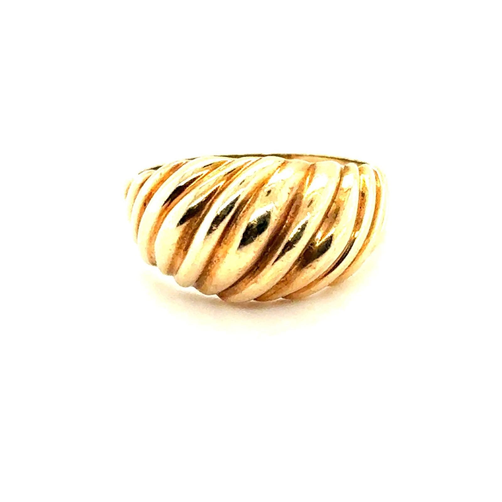 Vintage 10k Yellow Gold Shrimp Dome Ring Ribbed Tapered Band 3.7g 10KP