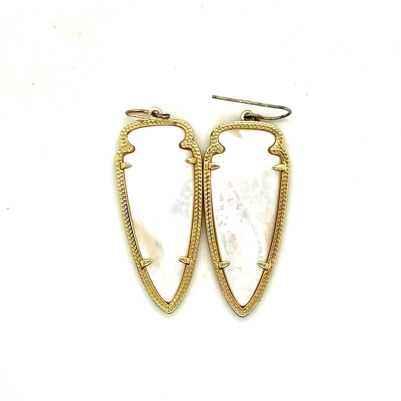 Kendra Scott Skylar Earrings Gold Mother of Pearl Arrowhead Drop Earrings