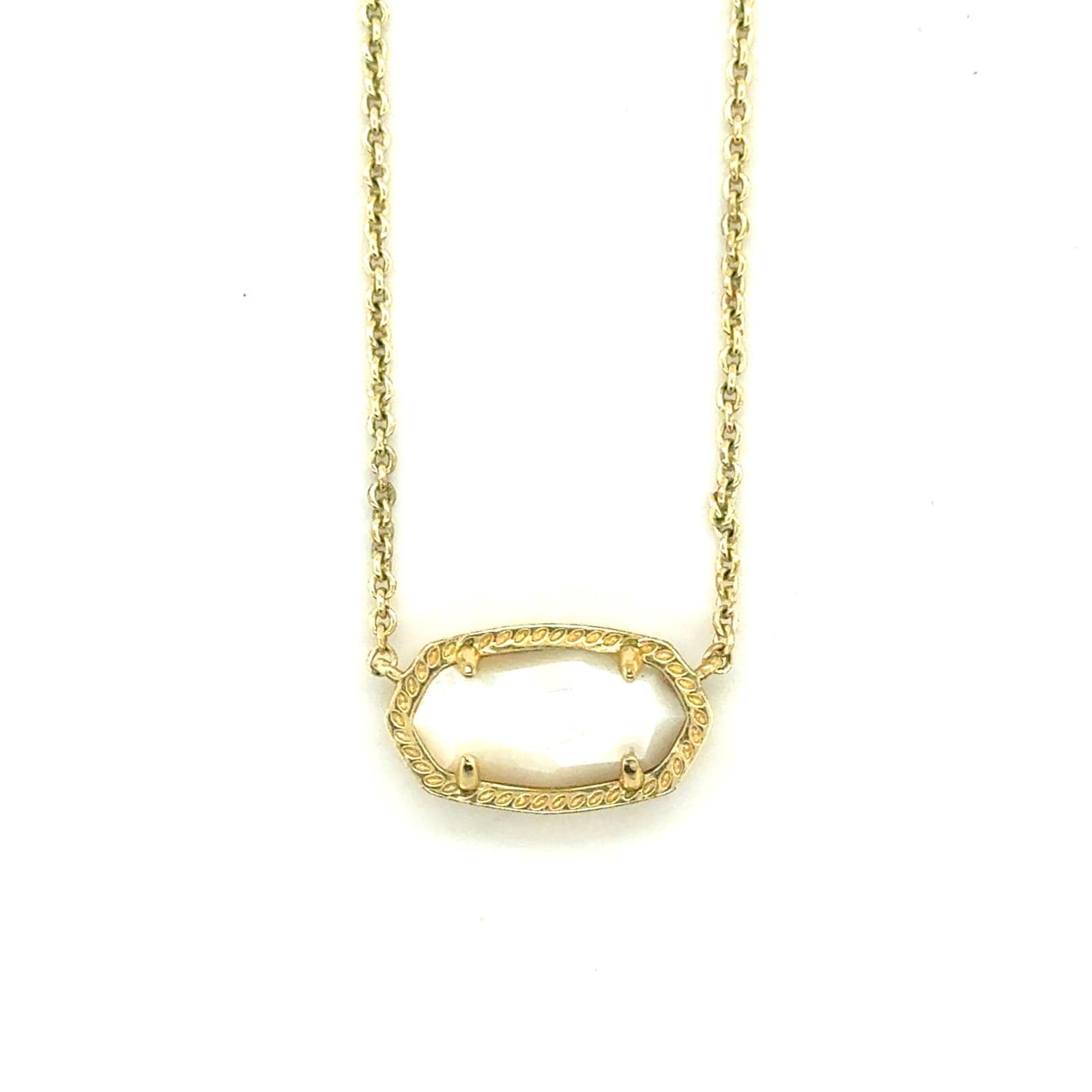 Kendra Scott Elisa Pendant Necklace Gold Iridescent White Mother of Pearl