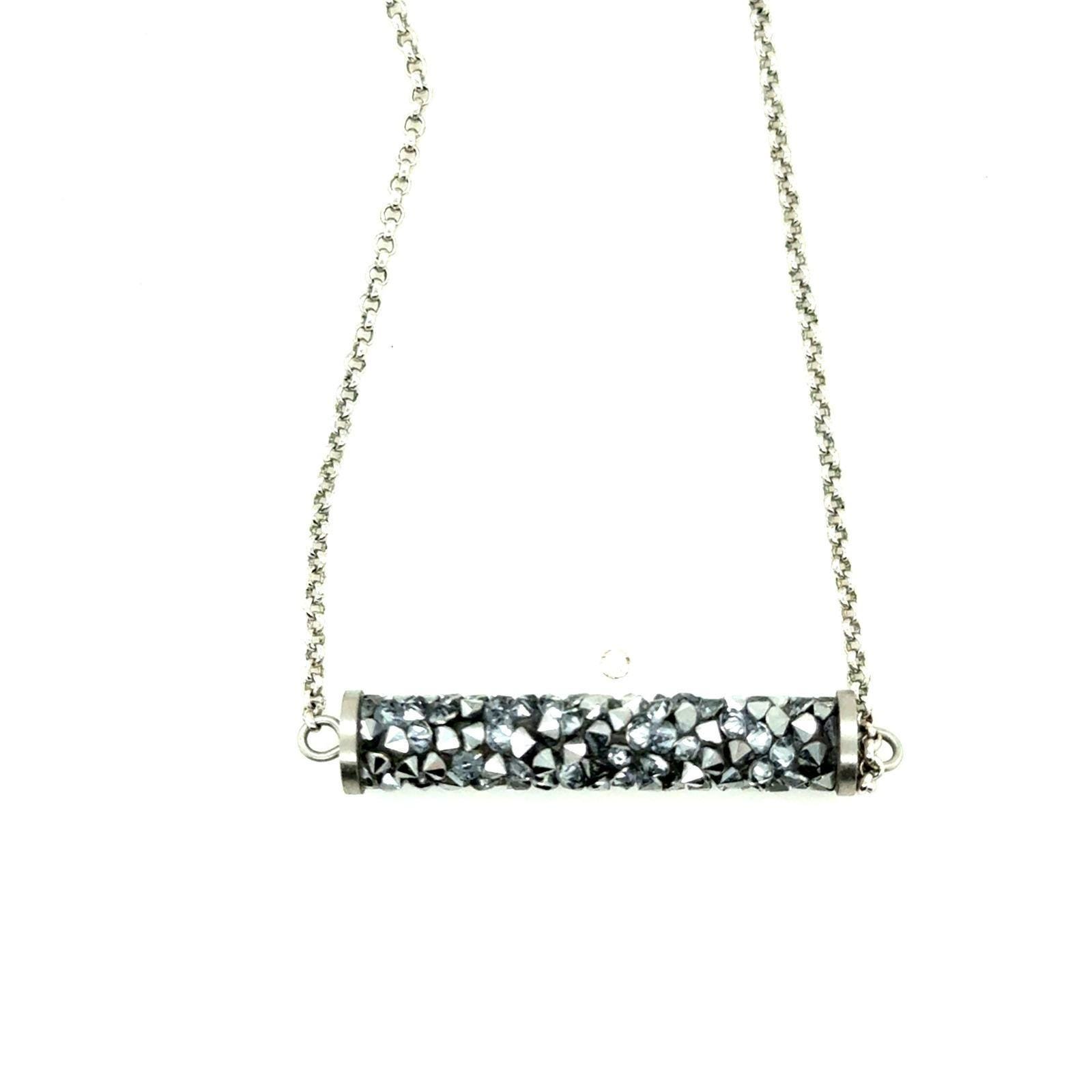 Touchstone Crystal Swarovski Silver Tone Pipette Necklace